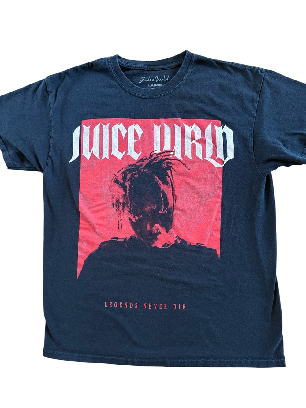 JUICE WRLD ‘LEGENDS NEVER DIE’ 100% COTTON BLACK GRAPHIC T-SHIRT SHORT SLEEVE LG